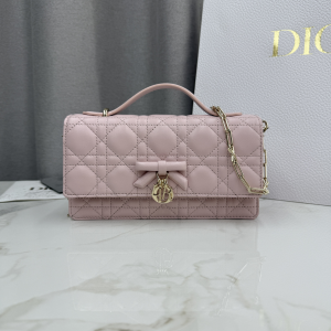 Dior My Dior Mini Crossbody Bag with Bow Pink Cannage Lambskin Dior My Dior Mini Crossbody Bag with Bow Pink Cannage Lambskin