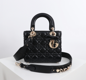 Dior Small Lady My ABCDior Tote Shoulder Bag with Bowknot Black Cannage Leather Dior Small Lady My ABCDior Tote Shoulder Bag with Bowknot Black Cannage Leather