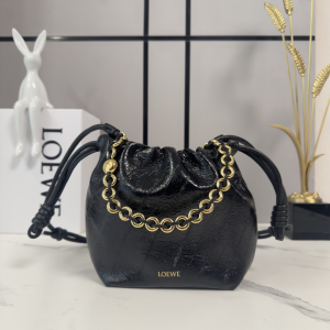 Loewe Mini Flamenco Purse Bag Black Mellow Nappa Lambskin Leather Loewe Mini Flamenco Purse Bag Black Mellow Nappa Lambskin Leather