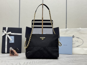 Prada Vintage Medium Black Nylon Chain Messenger Bag Prada Vintage Medium Black Nylon Chain Messenger Bag