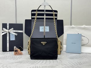 Prada Vintage Small Black Nylon Chain Messenger Bag Prada Vintage Small Black Nylon Chain Messenger Bag