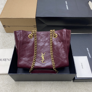 Saint Laurent Small Niki Shopping Shoulder Bag Red Vintage Leather Saint Laurent Small Niki Shopping Shoulder Bag Red Vintage Leather