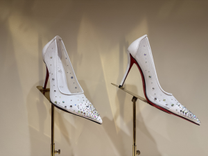 Christian Louboutin Miss Z Degrastrass Perla Pointed Toe Pump White Mesh and Nappa Leather 105MM Christian Louboutin Miss Z Degrastrass Perla Pointed Toe Pump White Mesh and Nappa Leather 105MM