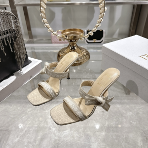 Dior Heeled Sandal with Jadior Straps Beige Embroidered Cotton 75MM Dior Heeled Sandal with Jadior Straps Beige Embroidered Cotton 75MM