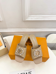 Louis Vuitton LV Mare Heeled Slides Sandals Beige Calfskin Leather 60MM Louis Vuitton LV Mare Heeled Slides Sandals Beige Calfskin Leather 60MM