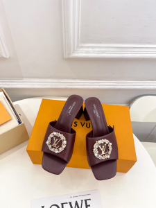 Louis Vuitton LV Mare Heeled Slides Sandals Burgundy Calfskin Leather 60MM Louis Vuitton LV Mare Heeled Slides Sandals Burgundy Calfskin Leather 60MM