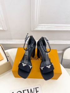 Louis Vuitton Swing Platform Sandals Black Satin 110MM Louis Vuitton Swing Platform Sandals Black Satin 110MM