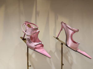 Saint Laurent YSL Pink Satin High Heeled Sandals 100MM Saint Laurent YSL Pink Satin High Heeled Sandals 100MM