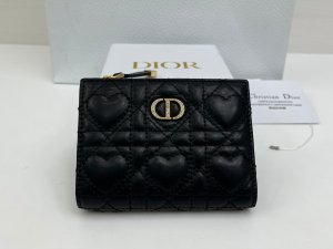 Dior Caro Dahlia Wallet Black Cannage Lambskin with Heart Motif Dior Caro Dahlia Wallet Black Cannage Lambskin with Heart Motif