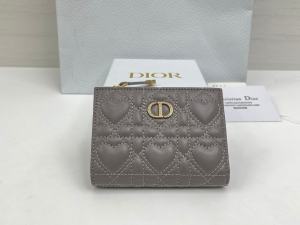 Dior Caro Dahlia Wallet Macaron Gray Cannage Lambskin with Heart Motif Dior Caro Dahlia Wallet Macaron Gray Cannage Lambskin with Heart Motif