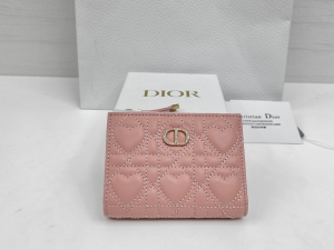 Dior Caro Dahlia Wallet Macaron Pink Cannage Lambskin with Heart Motif Dior Caro Dahlia Wallet Macaron Pink Cannage Lambskin with Heart Motif