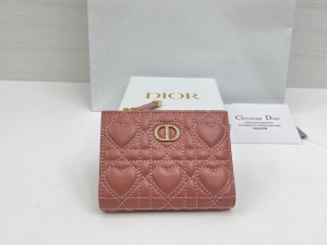 Dior Caro Dahlia Wallet Pink Cannage Lambskin with Heart Motif Dior Caro Dahlia Wallet Pink Cannage Lambskin with Heart Motif