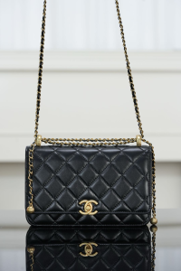 Chanel Vip CC Logo Essentials Wallet on Chain Shoulder Bag Black Quilted Calfskin Chanel Vip CC Logo Essentials Wallet on Chain Shoulder Bag Black Quilted Calfskin