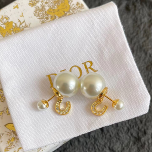 Dior Lucky Tribales Earrings Gold Finish Metal and White Crystals Dior Lucky Tribales Earrings Gold Finish Metal and White Crystals