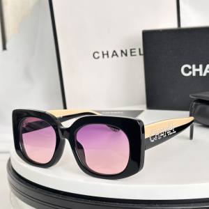 Chanel Logo Oval Luxury Eyewear Sunglasses CH9322 Purple Black Chanel Logo Oval Luxury Eyewear Sunglasses CH9322 Purple Black