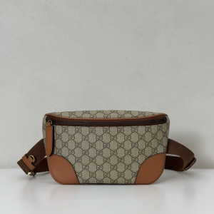 Gucci GG Emblem Medium Belt Bag Beige New GG Monogram Fabric Gucci GG Emblem Medium Belt Bag Beige New GG Monogram Fabric