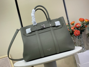 Louis Vuitton Georges Tote MM Shoulder Bag Dark Green Cuir Millesime Calfskin Leather Louis Vuitton Georges Tote MM Shoulder Bag Dark Green Cuir Millesime Calfskin Leather