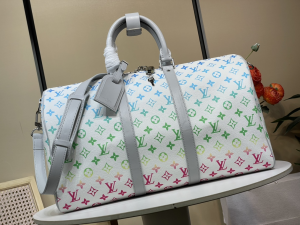 Louis Vuitton Keepall Bandouliere 45 Travel Bag Silver Gray Monogram Crossbody Bag Louis Vuitton Keepall Bandouliere 45 Travel Bag Silver Gray Monogram Crossbody Bag