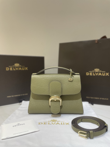 Delvaux Brillant Tempo Small Top Handle Shoulder Crossbody Bag Green Calf Leather Delvaux Brillant Tempo Small Top Handle Shoulder Crossbody Bag Green Calf Leather