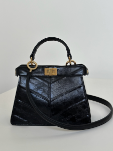 Fendi peekaboo iseeu petite Black inlaid hagfish leather tote shoulder bag Fendi peekaboo iseeu petite Black inlaid hagfish leather tote shoulder bag