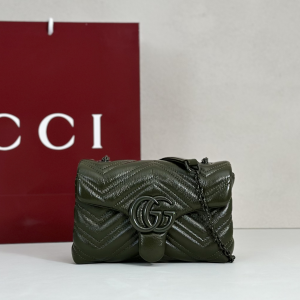 Gucci GG Marmont Mini Shoulder Bag Dark Green Matelasse Chevron Nappa Leather Gucci GG Marmont Mini Shoulder Bag Dark Green Matelasse Chevron Nappa Leather
