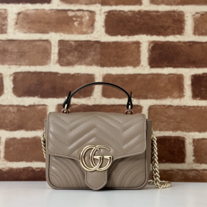 Gucci GG Marmont Mini Top Handle Shoulder Bag Nude Matelasse Leather Gucci GG Marmont Mini Top Handle Shoulder Bag Nude Matelasse Leather