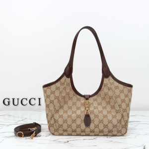 Gucci Mercato Small Tote Bag Sand and Dark Brown GG Canvas Gucci Mercato Small Tote Bag Sand and Dark Brown GG Canvas