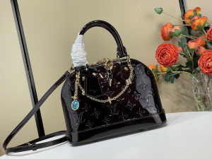 Louis Vuitton Alma BB Tote Shoulder Bag Dark Purple Patent Monogram Leather Louis Vuitton Alma BB Tote Shoulder Bag Dark Purple Patent Monogram Leather