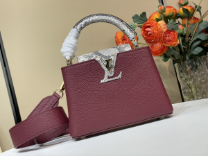 Louis Vuitton Capucines Mini Python Top Handle Shoulder Bag Red Louis Vuitton Capucines Mini Python Top Handle Shoulder Bag Red