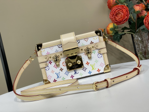 Louis Vuitton LVxTM Petite Malle White Multicolor Monogram Canvas Shoulder Box Bag Louis Vuitton LVxTM Petite Malle White Multicolor Monogram Canvas Shoulder Box Bag