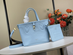 Louis Vuitton Neverfull Inside Out BB Tote Shoulder Bag Light Blue Grainny Calfskin Louis Vuitton Neverfull Inside Out BB Tote Shoulder Bag Light Blue Grainny Calfskin