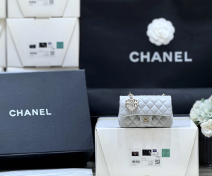 Chanel Vip Mini Classic Flap Bag with Hook Light Blue Lambskin Chanel Vip Mini Classic Flap Bag with Hook Light Blue Lambskin