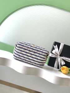 Chanel Zipped Case Beige Blue Printed Fabric Chanel Zipped Case Beige Blue Printed Fabric