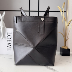 Loewe Puzzle Fold Panta Medium Convertible Leather tote Shoulder Bag Dark Brown Loewe Puzzle Fold Panta Medium Convertible Leather tote Shoulder Bag Dark Brown