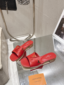 Louis Vuitton LV Mare Flat Mule Slides Sandals Red Calfskin Leather Louis Vuitton LV Mare Flat Mule Slides Sandals Red Calfskin Leather
