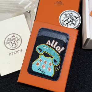 Hermes Allo MagSafe Card Holder Navy Blue