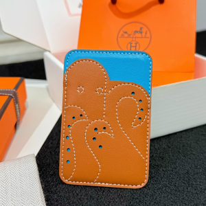Hermes Frog MagSafe Card Holder Brown Blue