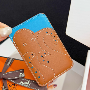 Hermes Frog MagSafe Card Holder Brown Blue