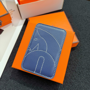 Hermes Horse MagSafe Card Holder Navy Blue