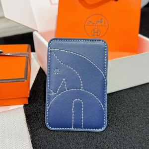 Hermes Horse MagSafe Card Holder Navy Blue