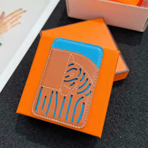 Hermes Zebra MagSafe Card Holder Brown Blue