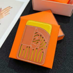 Hermes Zebra MagSafe Card Holder Brown Yellow