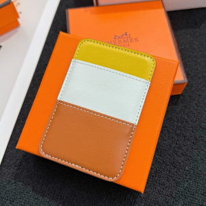 Hermes Saut MagSafe Card Holder Brown White Yellow Hermes Saut MagSafe Card Holder Brown White Yellow