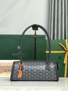 Goyard Bonbonniere Top Handle Shoulder Bag Gray Goyardine Canvas and Calfskin Goyard Bonbonniere Top Handle Shoulder Bag Gray Goyardine Canvas and Calfskin