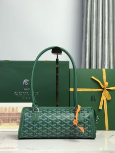 Goyard Bonbonniere Top Handle Shoulder Bag Green Goyardine Canvas and Calfskin Goyard Bonbonniere Top Handle Shoulder Bag Green Goyardine Canvas and Calfskin