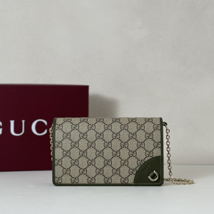 Gucci GG Emblem Wallet on Chain Shoulder Bag Beige GG Monogram Fabric Gucci GG Emblem Wallet on Chain Shoulder Bag Beige GG Monogram Fabric