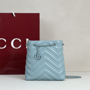 Gucci GG Marmont Nano Bucket Shoulder Bag Light Blue Nappa Leather Gucci GG Marmont Nano Bucket Shoulder Bag Light Blue Nappa Leather