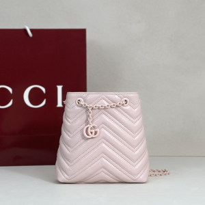 Gucci GG Marmont Nano Bucket Shoulder Bag Light Pink Nappa Leather Gucci GG Marmont Nano Bucket Shoulder Bag Light Pink Nappa Leather