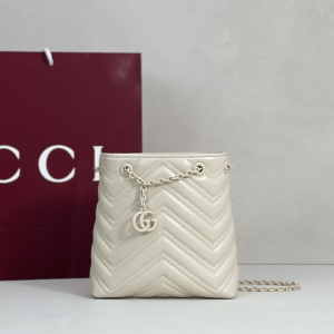 Gucci GG Marmont Nano Bucket Shoulder Bag Off White Nappa Leather Gucci GG Marmont Nano Bucket Shoulder Bag Off White Nappa Leather