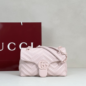 Gucci GG Marmont Small Shoulder Bag Light Pink Matelasse Chevron Leather Gucci GG Marmont Small Shoulder Bag Light Pink Matelasse Chevron Leather
